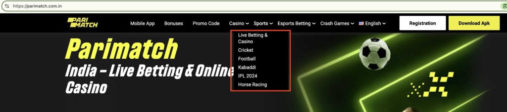 Parimatch sports games